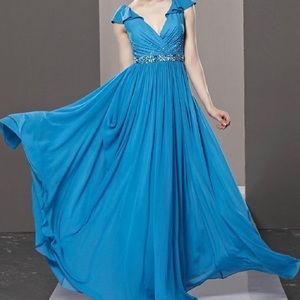 Rare Marc Defang Gown Turquoise Beaded